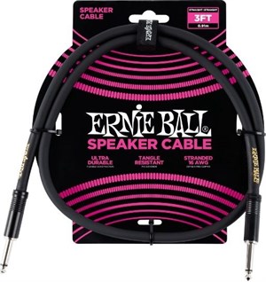 Ernie Ball P06071 3ft(0,91 m) Düz Siyah Kabin Kablosu